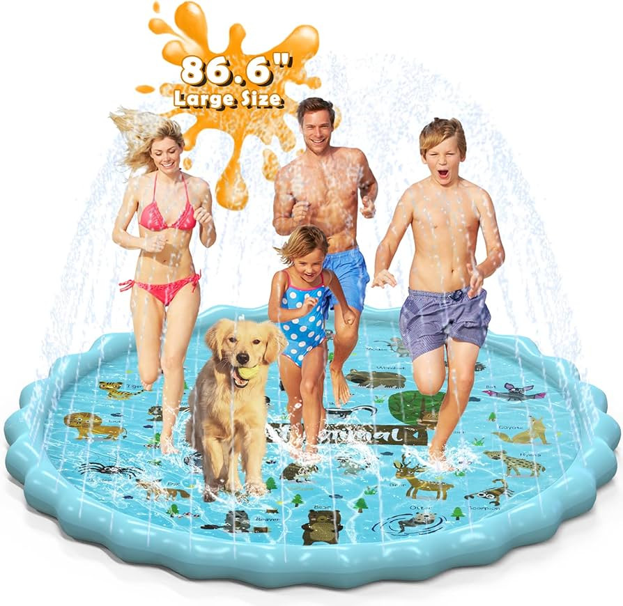 Abida Splash Pad, 86" Large Size Sprinkler Play Mat for Kids, Summer Outdoor Water Toys Fun Backy... | Amazon (US)