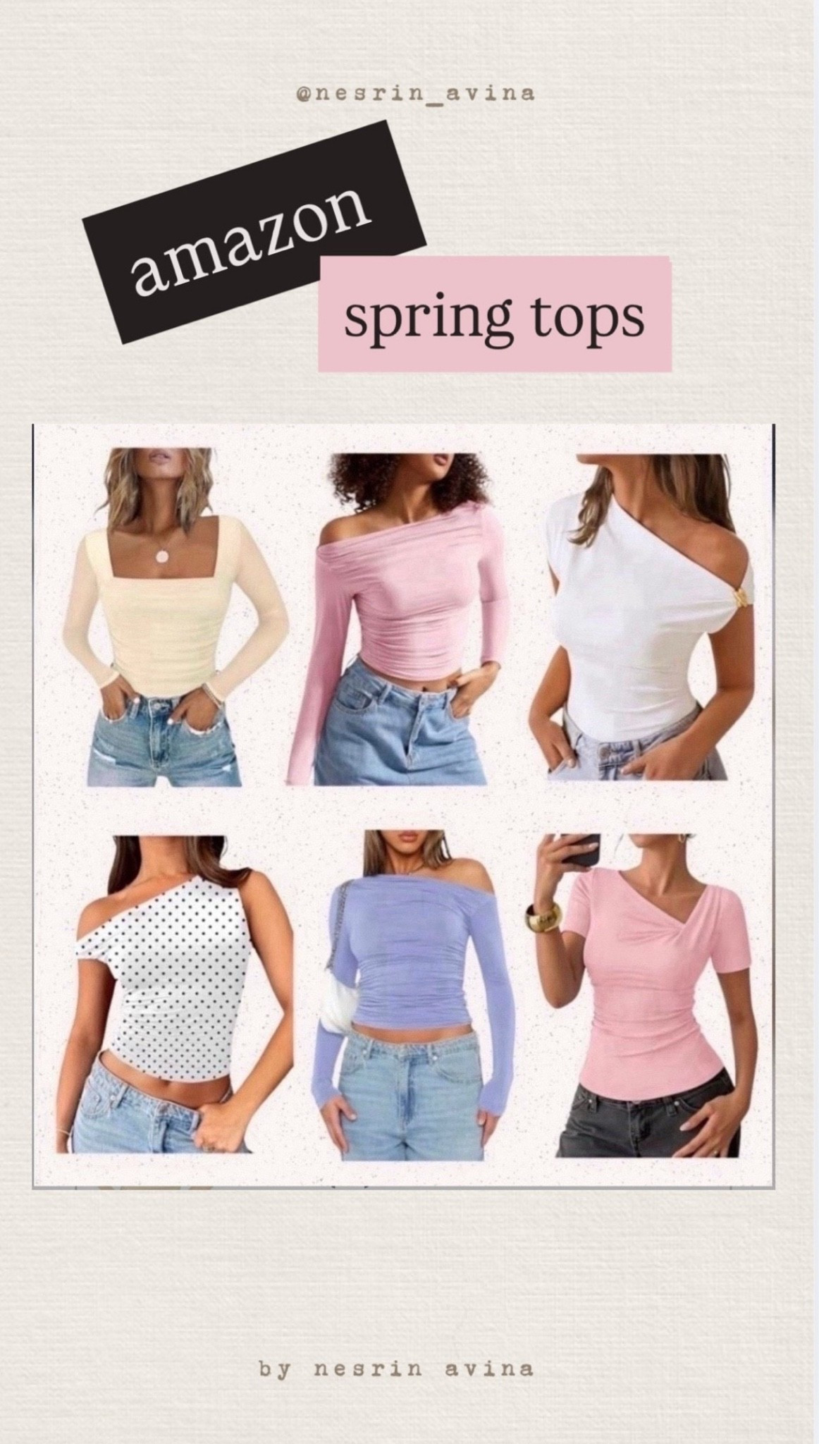 Spring tops
Short sleeve tops
Long sleeve tops
Pastel tone tops
Going out tops
#goingouttop #springtops #capsule #springfashion #springstyle