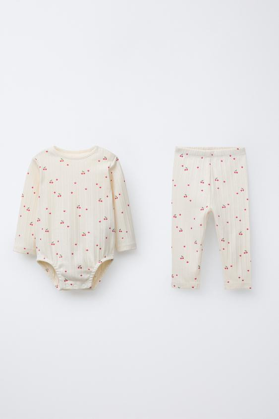 CHERRY PRINT BODYSUIT AND LEGGINGS SET | Zara US
