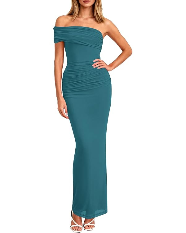 PRETTYGARDEN Women's 2026 Wedding Guest Cocktail Dresses One Off the Shoulder Ruched Bodycon Form... | Amazon (US)