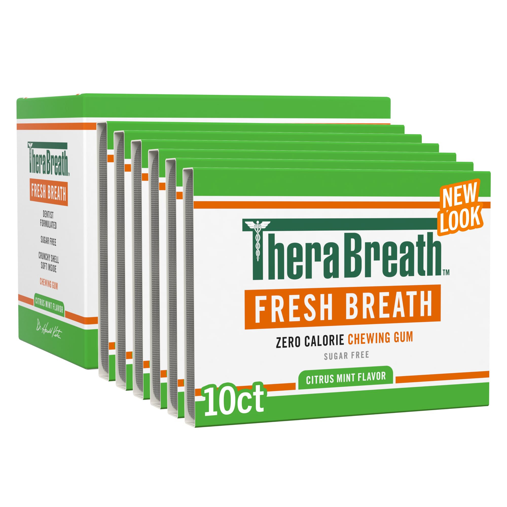 TheraBreath Fresh Breath Chewing Gum with ZINC, Citrus Mint Flavor, 10 Count (Pack of 6) | Amazon (US)