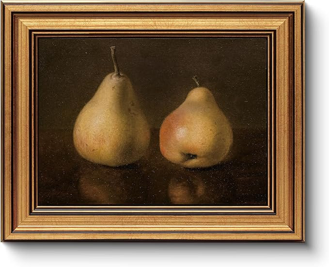 HUARCEY Gold Framed Vintage Wall Art for Living Room, Pear Fruits Painting Prints Shelf Decor for... | Amazon (US)