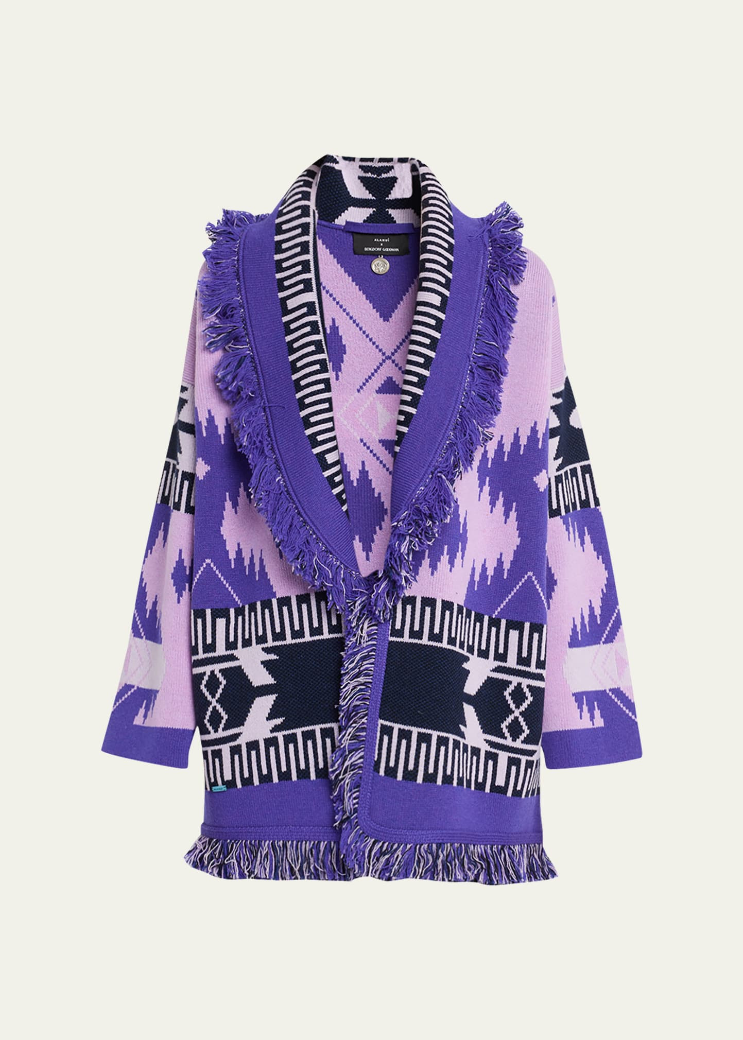 Alanui Icon Jacquard Fringe Belted Cashmere Cardigan | Bergdorf Goodman