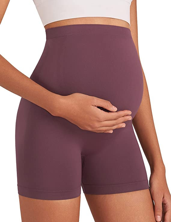 Enerful Women's Maternity Shorts Biker Summer Soft Seamless Pregnancy Yoga Workout Active Short L... | Amazon (US)