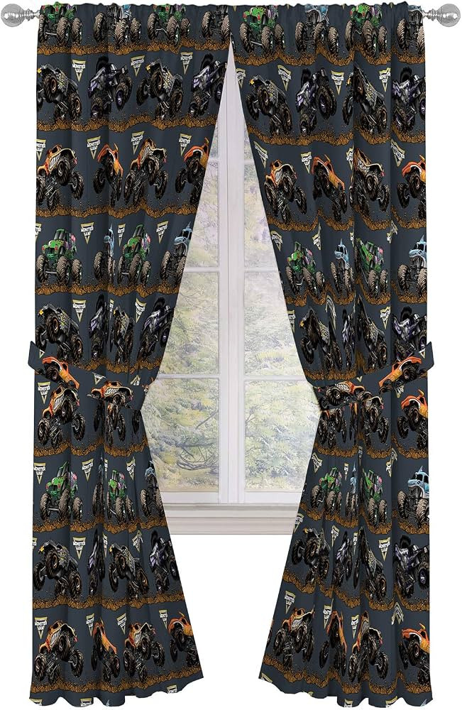 Jay Franco Kids Window Drapes - 4 Piece Curtain Set Includes 2 Tiebacks, Beautiful Bedding Room D... | Amazon (US)