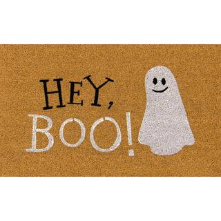 Home Accents Holiday Hey Boo/Happy Ghost 18 in. x 30 in. Coir Doormat 60115306118x30 - The Home D... | The Home Depot