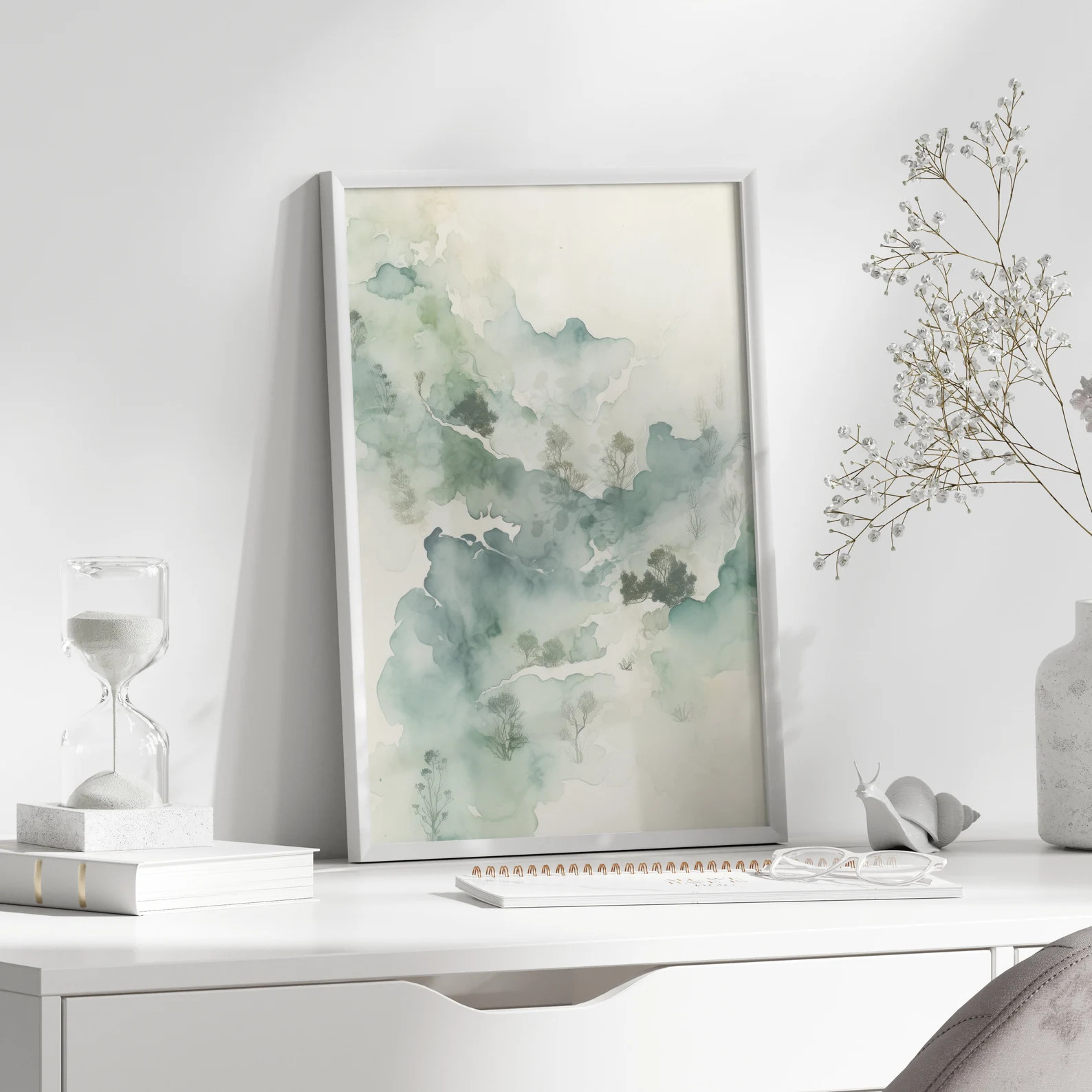 Abstract Minimalist Landscape Aquarell Painting, Printable Wall Art, Digital Download, Modern Tea... | Etsy (US)