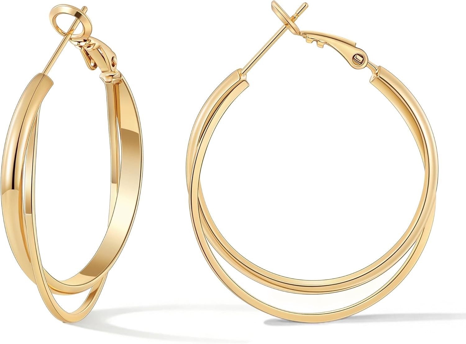 Gacimy Criss Cross Hoop Earrings for Women, 14K Gold Plated Hoops | Amazon (US)