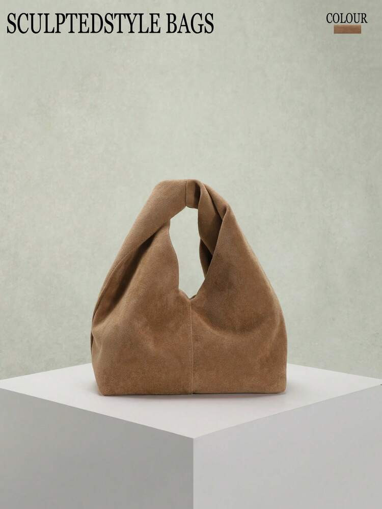 1pc Sculptedstyle Bags Autumn/Winter New Vintage Maillard Brown Velvet-Like PU Leather Handbag, Minimalist Style Women's Tote Bag, Suitable For Commuting With Windbreaker Outfit , New Year | SHEIN
