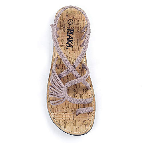 Plaka Palm Leaf Flat Summer Sandals for Women | Perfect for the Beach Walking & Dressy Occasions | Brazilian Sand | Size 7 | Amazon (US)