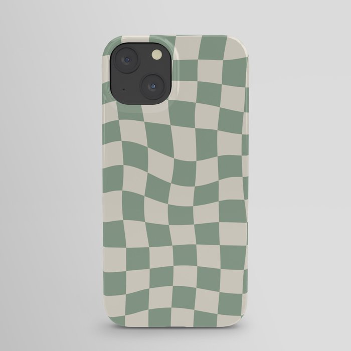 Sage Green Wavy Checkered Pattern iPhone Case by Cocoon Design | Society6