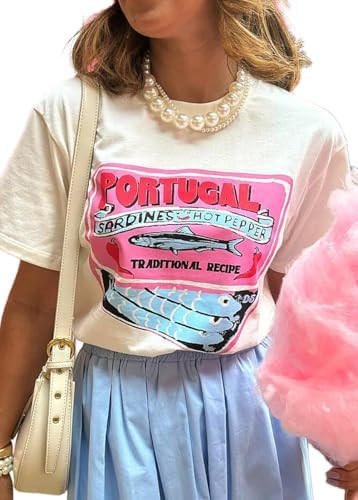 Y2k Women Lobster Graphic Oversized Tee Shirt Baggy Vintage Crayfish Sardine Print T Shirts for T... | Amazon (US)