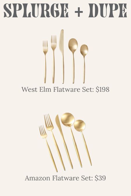 Splurge and Duper - West Elm Flatware Set and Amazon Dupe Flatware Set - Silverware - Forks - Knives - Spoons 

#LTKstyletip #LTKhome #LTKSeasonal