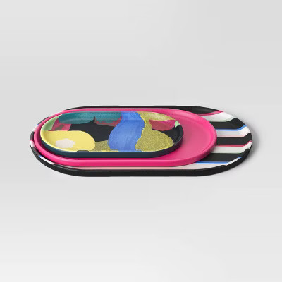 3pk Melamine Trays Black/Pink - Room Essentials™ | Target