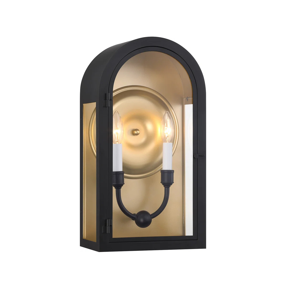 Grotto Outdoor Wall Lantern in Matte Black with Vintage Gold | Wayfair North America