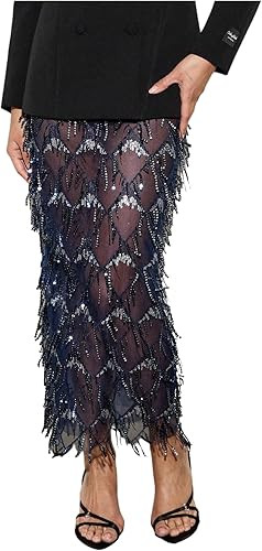 MakeMeChic Women's Sequin Midi Skirts Sheer Fringe Glitter Sparkly Party Club Cover Up Pencil Ski... | Amazon (US)