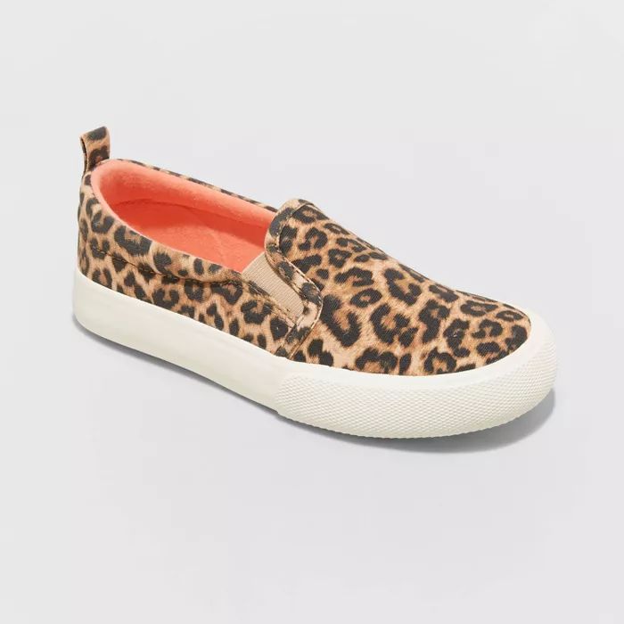 Girls' Madison Leopard Print Slip-On Sneakers - Cat & Jack™ Brown | Target