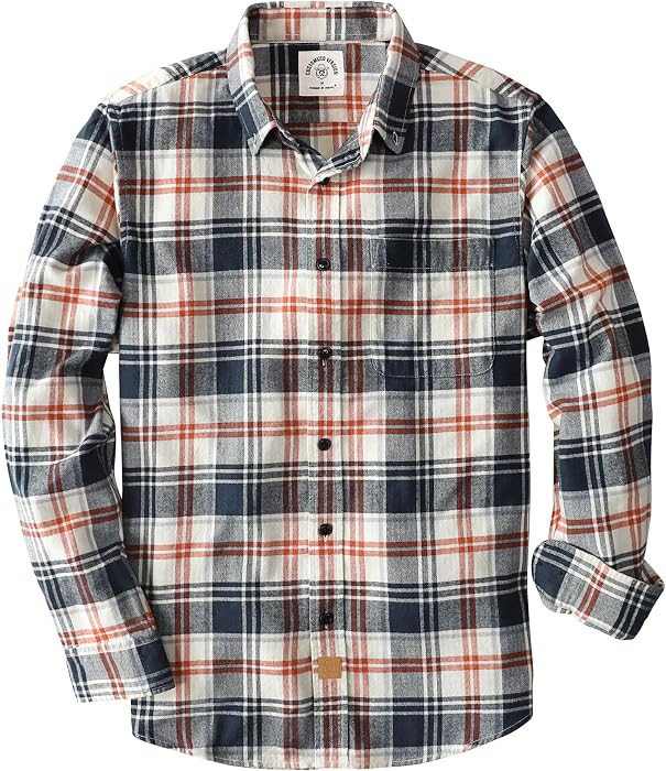 Dubinik® 6 oz Flannel Shirt for Men Cotton Casual Long Sleeve Button Down | Amazon (US)