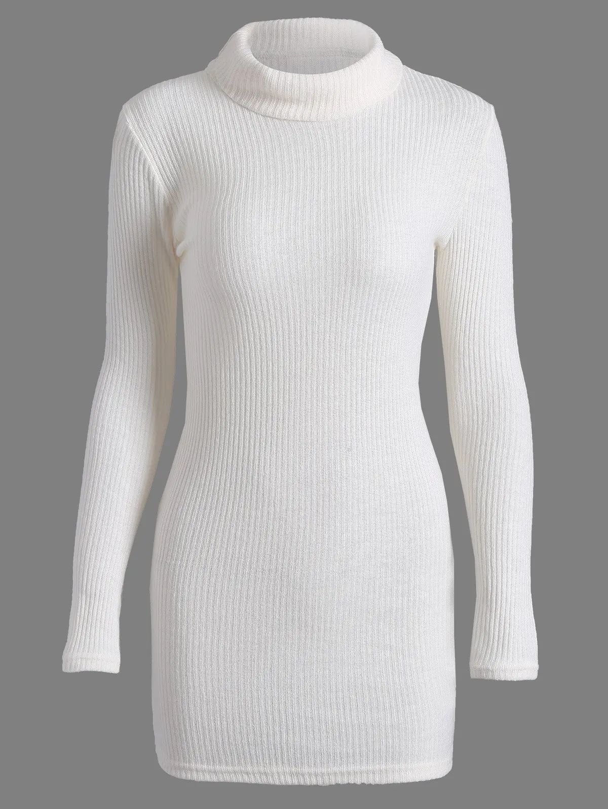 Casual Mini Long Sleeve Bodycon Turtleneck Sweater Dress | Rosegal US