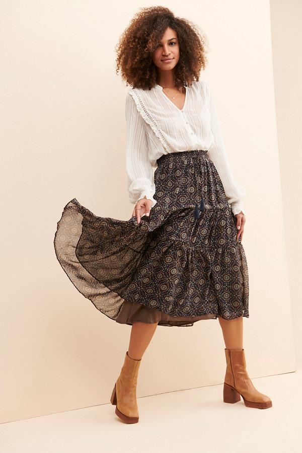 Boho Print Tiered Skirt | Nuuly