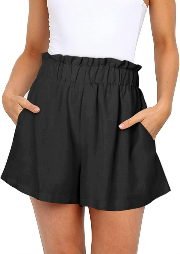 NIMIN Linen Shorts for Women Casual Summer High Waisted Beach Shorts with Pockets | Amazon (US)