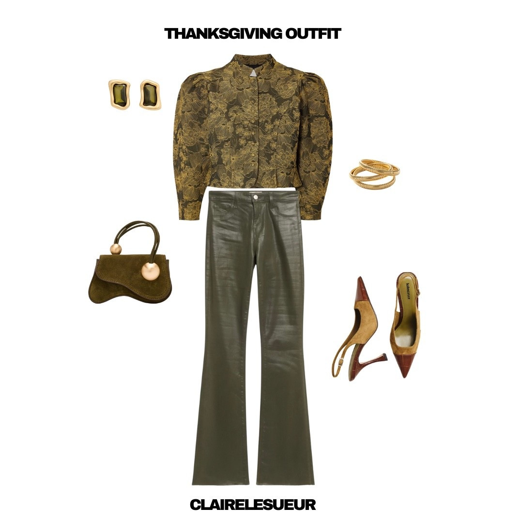 Elevated chic Thanksgiving outfit with this gorgeous Destree jacket paired with coated leather jeans! Tried to match the green vibes with the accessories, might be my favorite look! Destree jackets add the perfect touch imo🥰

#thanksgiving #holidays #thanksgivingootd #thanksgivinglook #destree #leatherjeans #cultgaia #uncommonjames #anthropologie

#LTKSeasonal