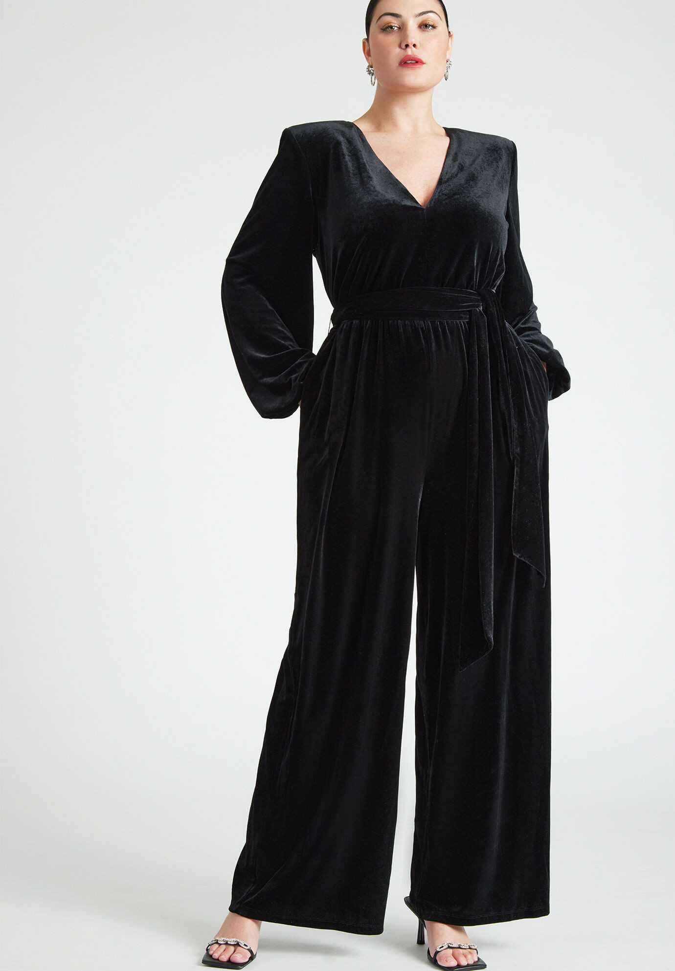 Velvet Wide Leg Jumpsuit | Eloquii