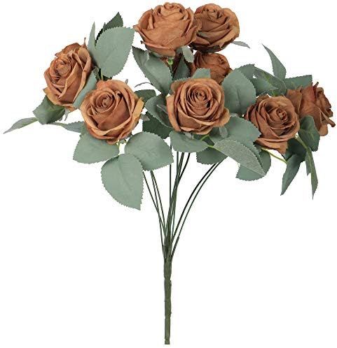 VWMYQ 10 Heads Vintage Artificial Rose Decoration Silk Flowers with Stems Bouquets for DIY Fall F... | Amazon (US)