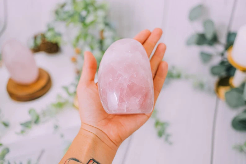 Rose Quartz Polished Freeform Large Free Standing Cut Base - Etsy | Etsy (US)