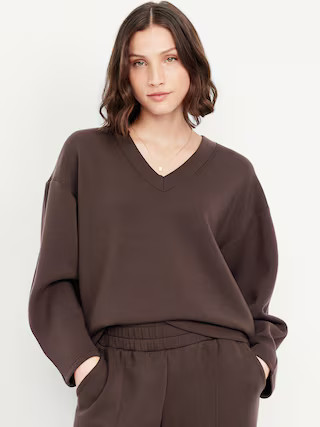 Bounce Fleece V-Neck Cocoon Sweatshirt | Old Navy (US)