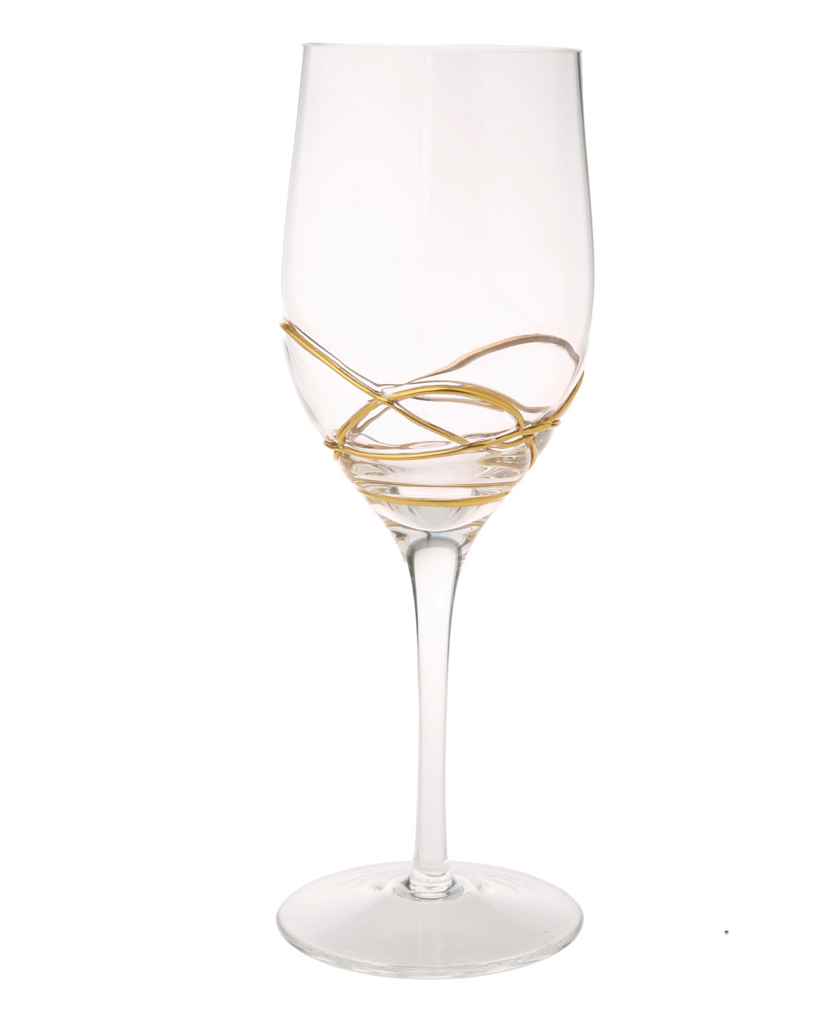 Classic Touch Vivid Wine Glasses With 14K Gold Swirl Design - Clear | Macy's