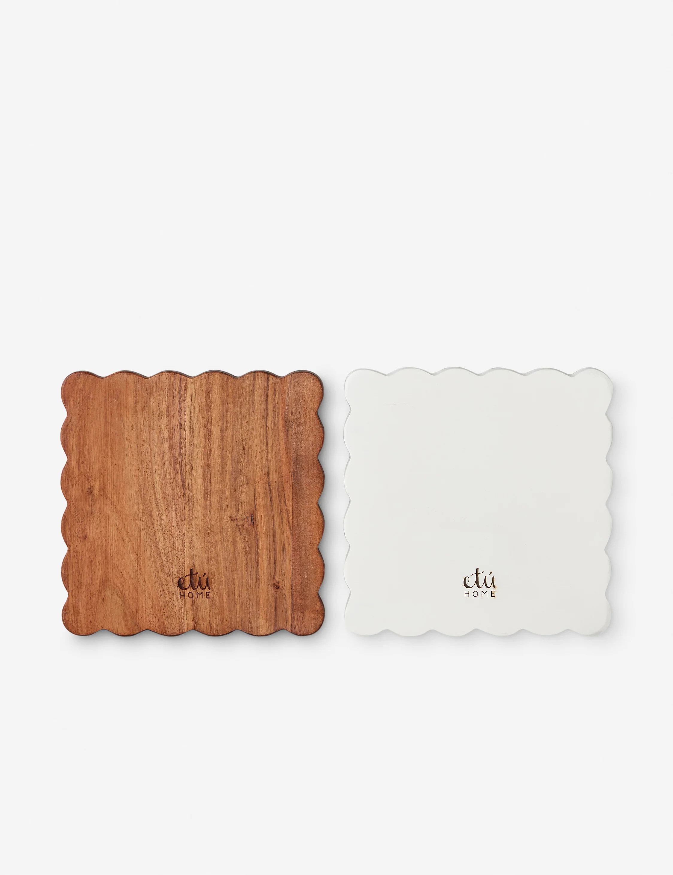 Scalloped Wood Appetizer Cheese Boards (Set of 2) by et�HOME, Natural | Lulu and Georgia 