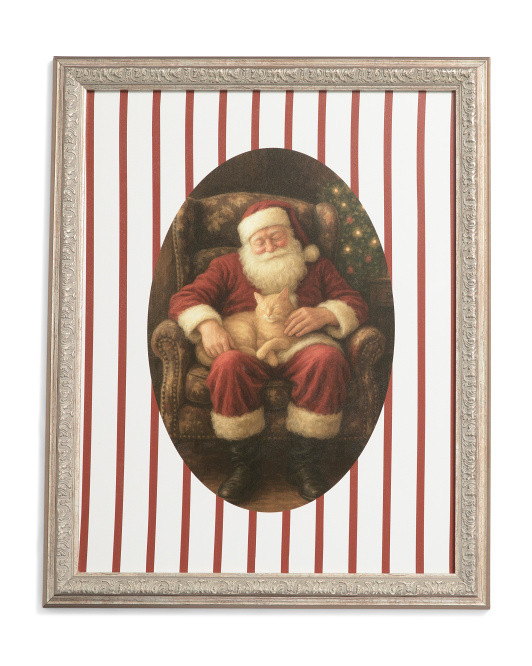 16x20 Santa With Cat Art | TJ Maxx