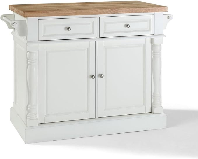 Amazon.com: HomeStock Butcher Block Kitchen Island with Storage - Natural Wood Top, Portable Cart... | Amazon (US)