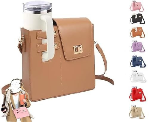 Crossbody Bag Purse for Stanley Cup Bag 2025 New Outdoor Portable Water Bottle Holder with Adjustable Shoulder Strap (Coffee) | Amazon (US)