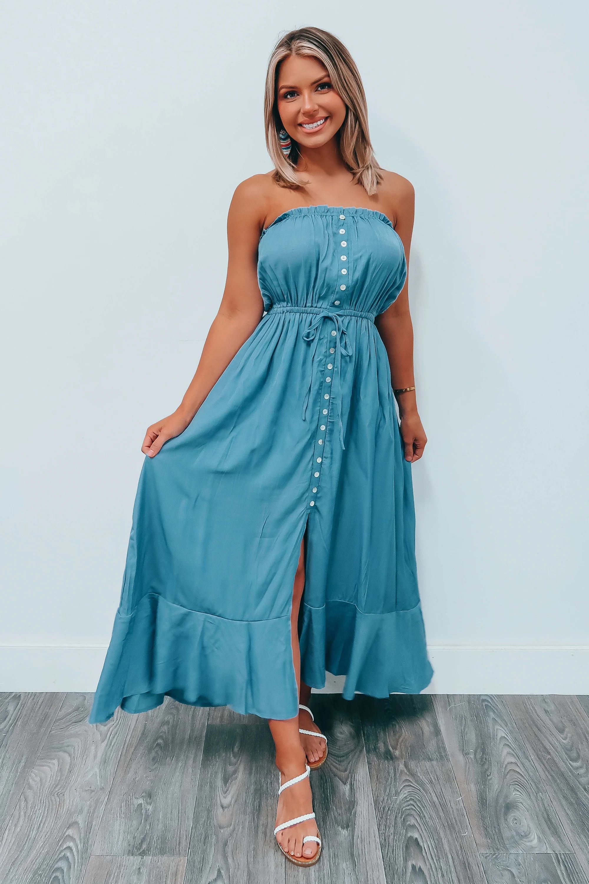 Look Away Maxi: Dusty Blue | Shophopes