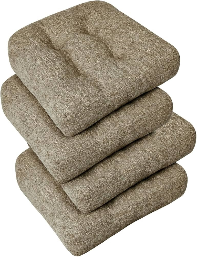 downluxe Chair Cushions for Dining Chairs 4 Pack, Tufted Indoor Chair Pads with Non-Slip Bottom, ... | Amazon (US)