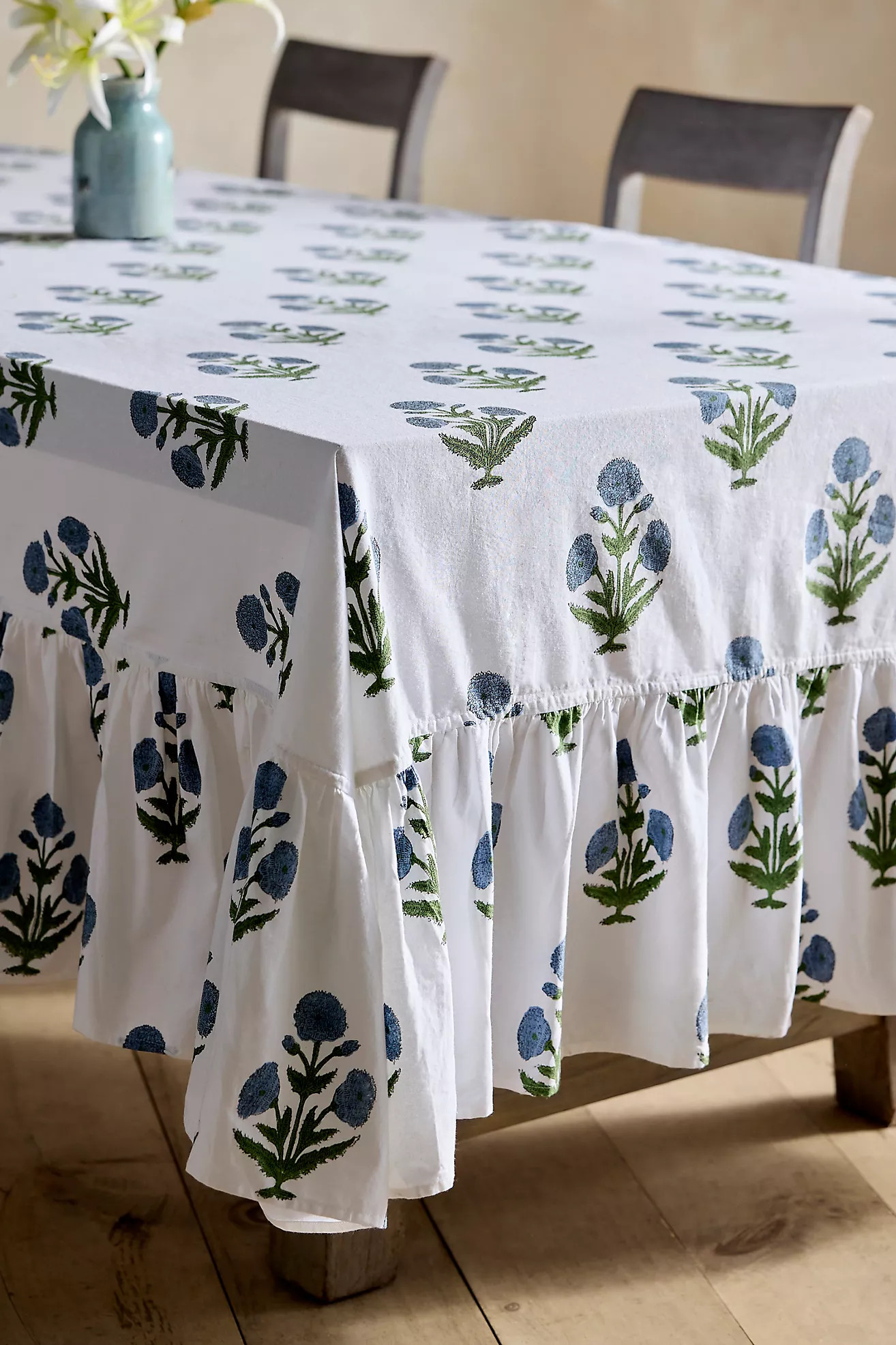 Blue Posy Cotton Tablecloth | Terrain