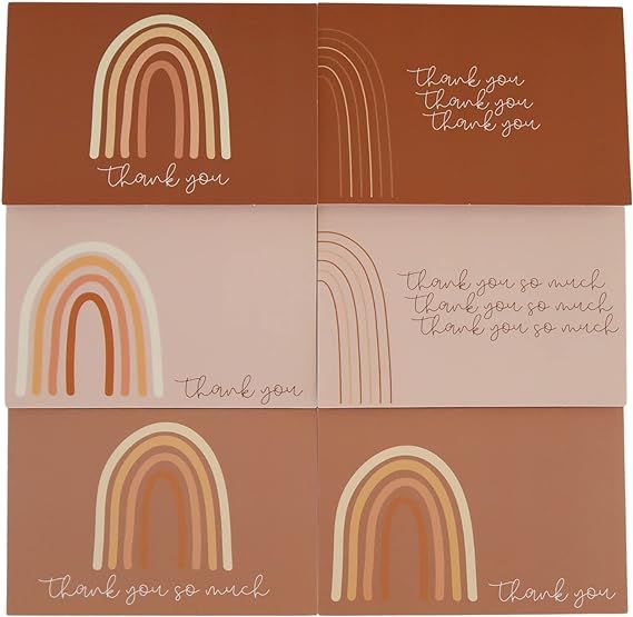 Boho Thank You Cards - 30 Pack with White Envelopes | Rainbow Baby Shower | 4x6 Greeting Cards fo... | Amazon (US)