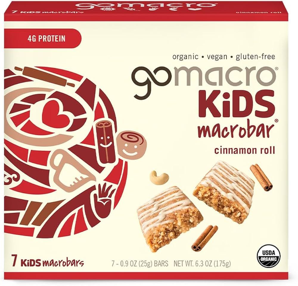 GoMacro Kids MacroBar Organic Vegan Snack Bars - Cinnamon Roll (0.9 Ounce Bars, 7 Count) | Amazon (US)