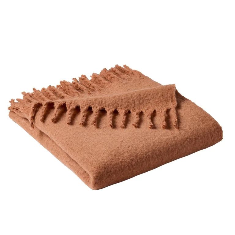 Better Homes & Gardens Faux Mohair Cozy Couch Throw Blanket Terracotta Clay, 50x72" | Walmart (US)