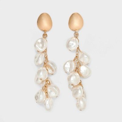 Pearl Waterfall Drop Earrings - A New Day™ White/Gold | Target