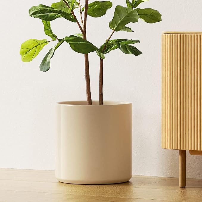 LE TAUCI 12 Inch Pots for Plants, Ceramic Large Plant Pot for Indoor Plants, Mid-Century Modern F... | Amazon (US)