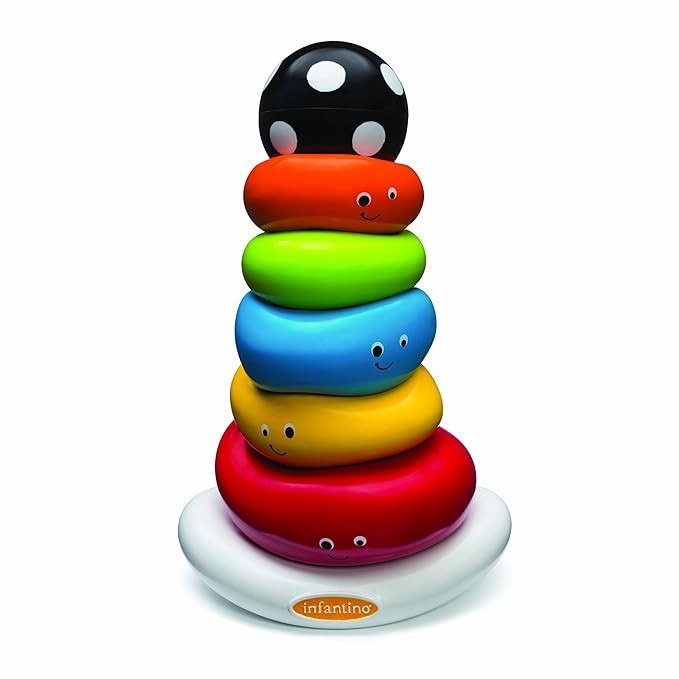 Infantino Funny Faces Ring Stacker Colorful Baby and Toddler Toys for Motor Skills, 5 Pieces | Amazon (US)