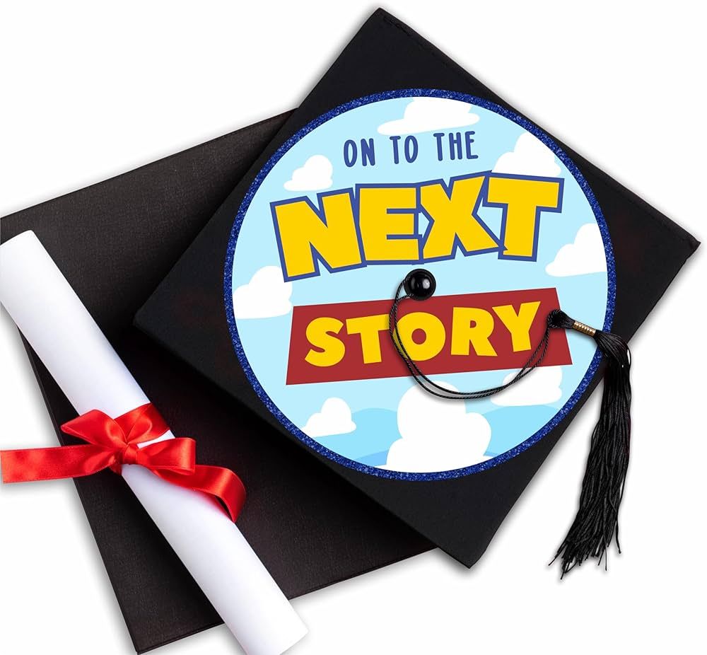 9.5" Round Graduation Cap Topper, On To The Next Story - Heavy Gram Round Card Stock With Double-... | Amazon (US)