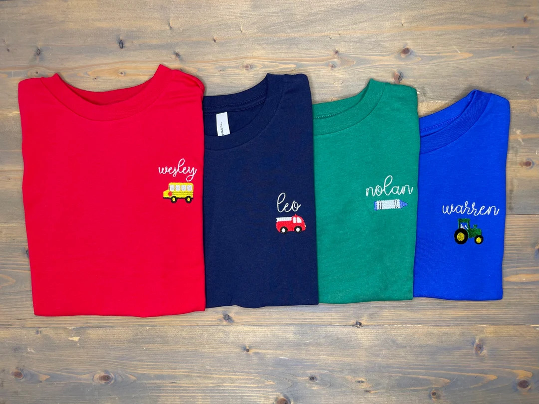 Kids Name Embroidered Shirt, Childrens Name Tshirt, Toddler Monogrammed Tee, Youth Bella Canvas S... | Etsy (US)