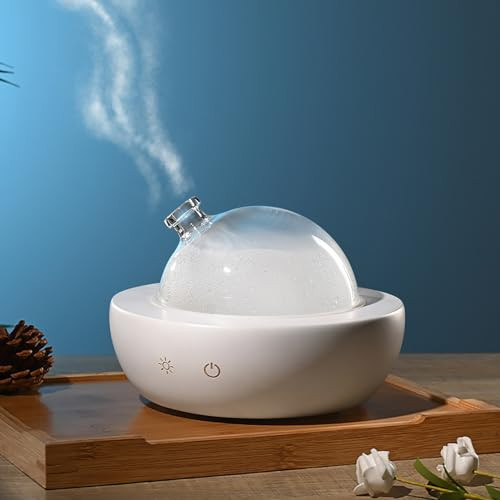 Fancemot Glass Essential Oil Diffuser with Real Wood Base, 180ml Aromatherapy Diffuser with 2 Mist Modes, 7 Colors LED Light Ultrasonic Cool Mist Humidifier for Home and Office | Amazon (US)