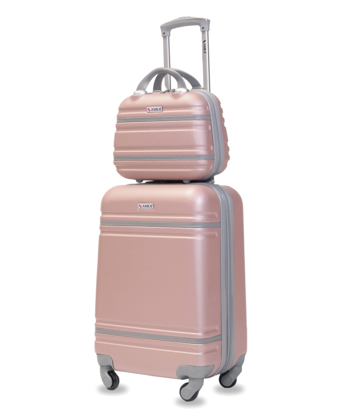 Varsity 2-Piece Carry-On Hardside Cosmetic Luggage Set - Rose Gold | Macy's