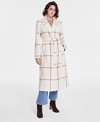 Women's Notched-Collar Double-Breasted Wrap Coat | Macy's
