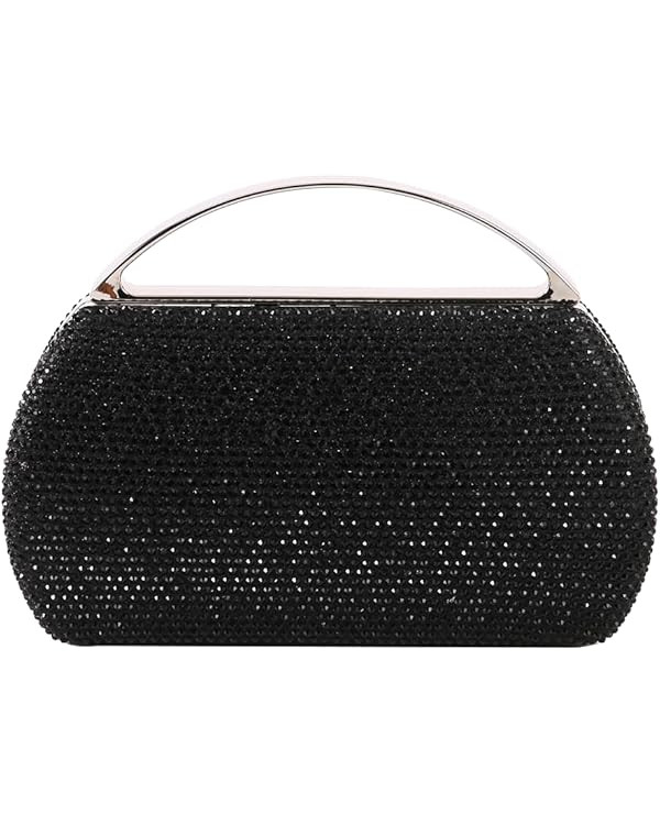 Women's Fashion Top Handle Rhinestone Beaded Evening Bag Clutch Handbag | Amazon (US)